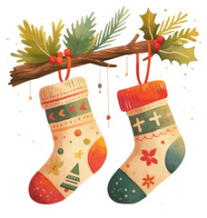 Poster - PNG Festive Christmas stockings illustration