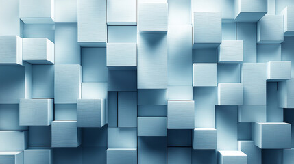 Wall Mural - A blue wall made of white blocks