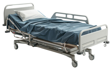 Canvas Print - PNG  Hospital bed with blue sheets