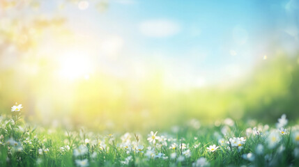 Wall Mural - spring background with grass