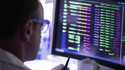Programmer Analyzing Code on Screen