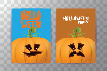 Wall Mural - Halloween vertical cartoon posters set with Halloween scary pumpkins . Funky kids Halloween background with space for text