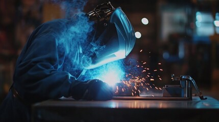 Wall Mural - Welder Working in an Industrial Setting