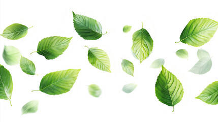 Poster - A bunch of green leaves are flying in the air