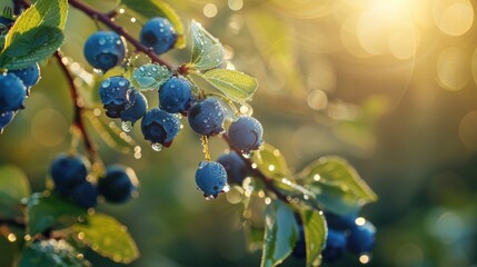 Blueberry plant with fruit in plantation farm