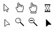 © WiseLayz - Cursor icon set, cursor pointers, cursor mouse icon set, zooming icon set, arrow, hourglass, computer mouse, 8-bit, pixel cursor icon set, pixel art.