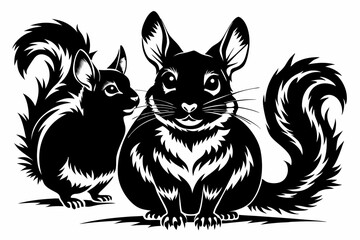 Wall Mural - Chinchillas animal black silhouette vector