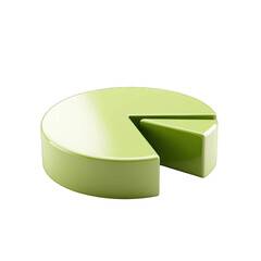 A vibrant green pie chart representing data distribution and analysis in a modern and sleek design. transparent background