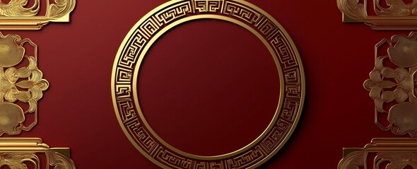 Golden Circle Frame with Chinese Ornament