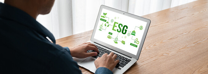 Wall Mural - ESG environmental social governance policy for modish business to set a standard to achieve high ESG score