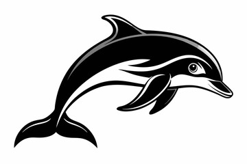 Wall Mural - Dolphin black silhouette vector