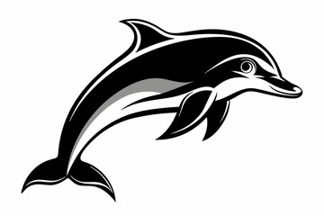 Wall Mural - Dolphin black silhouette vector