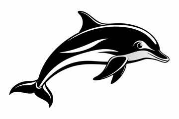 Wall Mural - Dolphin black silhouette vector