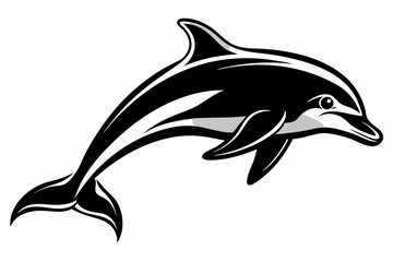 Wall Mural - Dolphin black silhouette vector