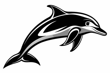 Wall Mural - Dolphin black silhouette vector