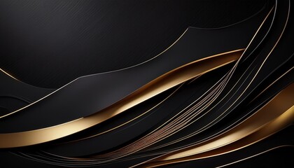 Wall Mural - abstract black wallpaper background with golden line elements