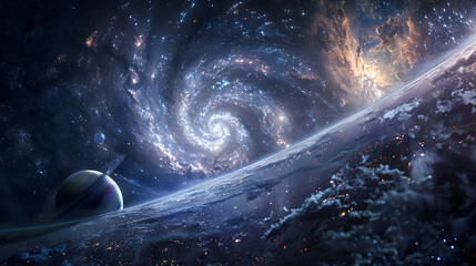 Wall Mural - A spiral galaxy with a black hole in the center. 
