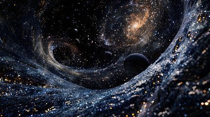 Wall Mural - A spiral galaxy with a black hole in the center. 