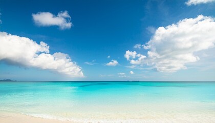 Wall Mural - seascape with clouds and blue sky background inspire tropical beach seaside horizon blue and turquoise sky calmness tranquil relaxing sunlight summer mood vacation travel holiday banner