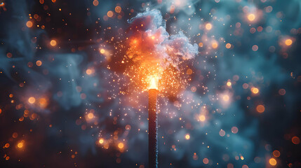 Wall Mural - Sparkler Smoke and Bokeh Illustration