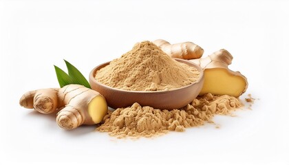 ginger powder isolated on white background cutout