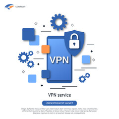 VPN service, smartphone protection, information security, confidentiality flat vector concept illustration