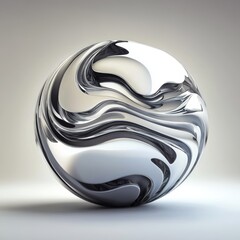 Wall Mural - Isolated against a white background, a white abstract sculpture with swirling undulating curves, reminiscent of a flowing shape.