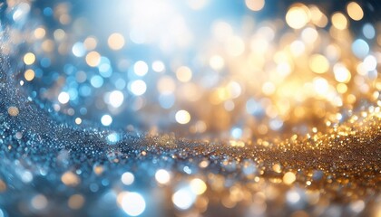 Wall Mural - background of abstract glitter lights silver blue and gold de focused