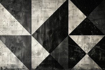 Poster - A black and white photo of a wall with a black and white pattern