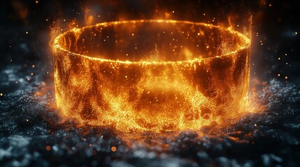 Wall Mural - Abstract Ring of Fire with Glowing Particles