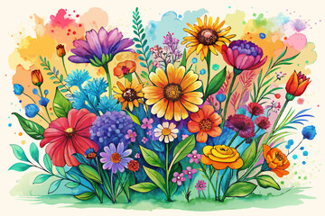 Wall Mural - background with flowers