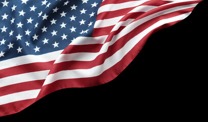 Wall Mural - American flag on black