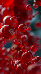 Wall Mural - Close-up of a large number of red balls. Lots of red balls with soft color on a dark background. Copy space.