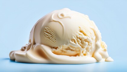 Poster - melting scoop of vanilla ice cream with plain background