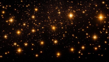 Wall Mural - golden stars in the black sky holiday golden particles many stars space universe night sky christmas star shine