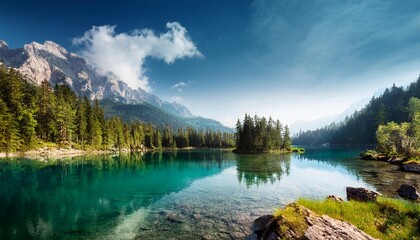 Wall Mural - lake in the mountains mysterious silence