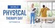 © Pixel-Shot - Young man with physiotherapist in rehabilitation center. Banner for World Physical Therapy Day