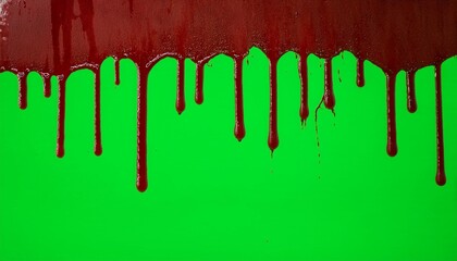 Wall Mural - blood dripping from grunge texture green screen