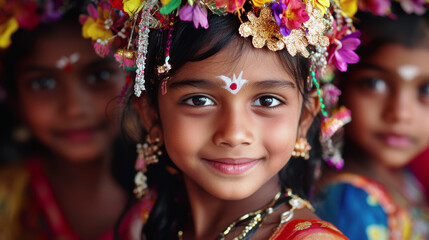 Wall Mural - Divas Ball is a Children's Day in India. children in India. Indian children in traditional outfits