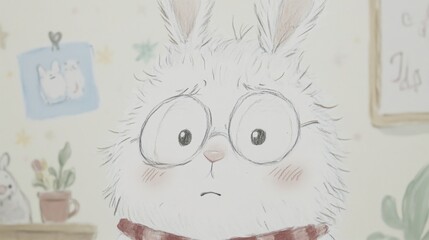 surprised fluffy creature with big eyes. whimsical illustration style. cute monster concept. design 