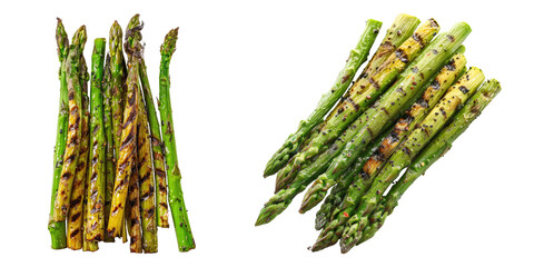 Grilled Asparagus isolated on transparent background,