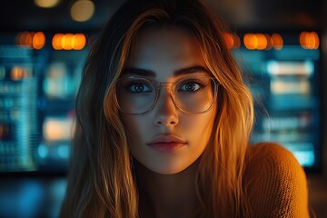  AI cyber security concept. Female IT Computer specialist analyzing artificial intelligence cyber threats to consumer data & privacy breach. Software developer using code & ethical hacking 
