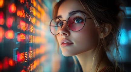  AI cyber security concept. Female IT Computer specialist analyzing artificial intelligence cyber threats to consumer data & privacy breach. Software developer using code & ethical hacking 
