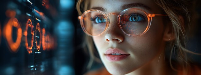  AI cyber security concept. Female IT Computer specialist analyzing artificial intelligence cyber threats to consumer data & privacy breach. Software developer using code & ethical hacking 