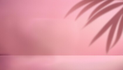 Wall Mural - blurred shadow from palm leaves on the pink wall minimal abstract background for product presentation spring and summer