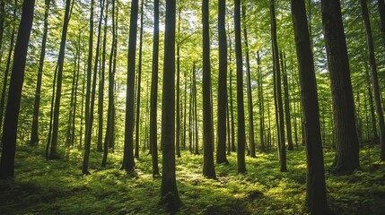 Wall Mural - A lush green forest filled with lots of trees