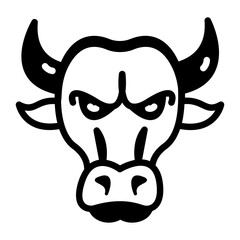 Poster - An icon of bull head in doodle style  