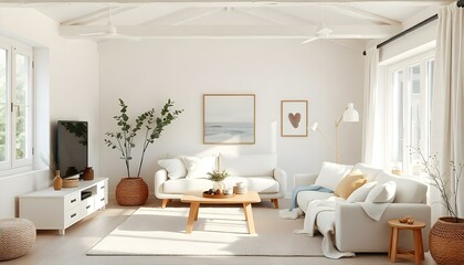 Wall Mural - tranquil home interior design reflecting Scandinavian influences create with ai