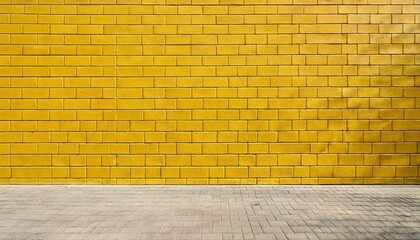 Wall Mural - yellow brick wall background with a sidewalk