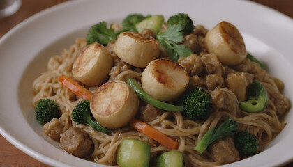 Wall Mural - delicious chop suey on a plate